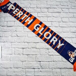 Perth Glory Soccer Scarf Royal Blue Orange Fringe 100 Percent Acrylic